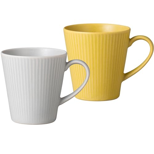 小倉陶器 ザ・ヴェセル マグカップ 軽量 330ml 電子レンジ 食洗機対応 美濃焼 日本製 2色セット (m.グレー+マスタード)