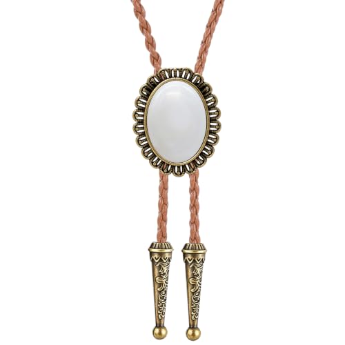 Image of GelConnie Native American Bolo Tie Rodeo Cowboy Leather Necktie Western Necklace Costume Accessories for Men,Women