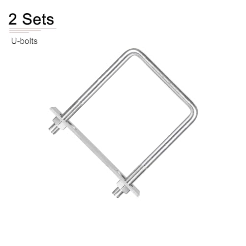 Image of DTGN M10x100x140mm(ThreadxWxL) Square U Bolt - 2Pack - Good for Trailer Pipe Replacement Parts - 304 Stainless Steel U Shape Bolts