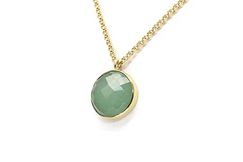 Pendentif rond en aventurine verte sautoir semi-précieux ajustable collier pierre naturelle