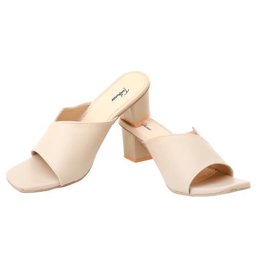 Image of Todhwear Double Cut Heeled Sandals Square Toe Sandals Slip On Block heel | Stylish & Comfortable Open Toe Dress Shoes |