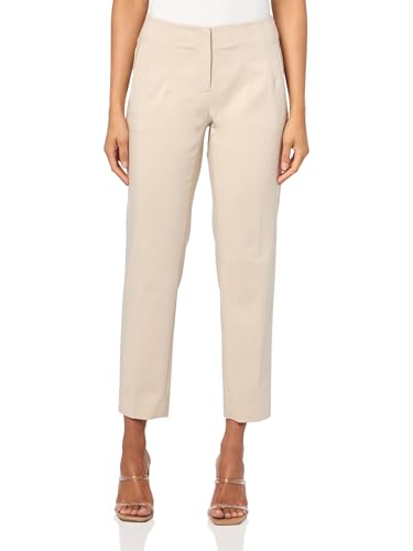 H HALSTON Women's Straight Leg High Waisted Pintuck Pant