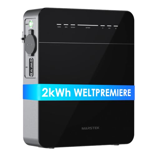 MARSTEK VENUS E Mini Tragbare Powerstation 2kWh, 1500W Balkonspeicher Solargenerator mit Notstrom, Plug & Play Stromspeicher LiFePO4 10000+ Zyklen, IP65 für Balkonkraftwerk, Camping & Haus