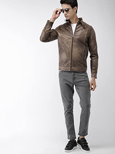 The Indian Garage Co Men Polyurethane (PU) Standard Length A-Line Coat