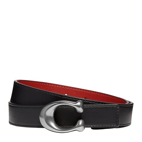 Coach Women's 25mm Sculpted C Reversible Belt, NI/Black 1941 RED, One Size