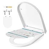 SONGMICS Toilettendeckel, lange D-Form, WC-Sitz mit Absenkautomatik, Griff...