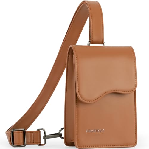 CHARINUT Small Sling Bag for Women Crossbody Purse, Soft Vegan Leather Sling Purse, Crossbody Bags for Women Trendy (Small Brown)