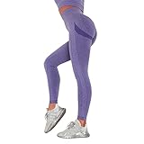 RUGUOA Leggins Sportivi Donna Push Up Vita Alta Pantaloni Yoga Compressione Anticellulite Pant Fitness Dimagranti Pantaloni Elasticizzati per Montagna Trekking Ciclista Running Palestra, Viola
