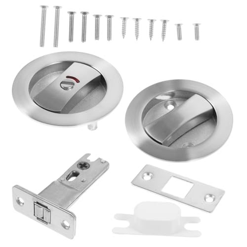 LIFKOME Cerradura de privacidad para puerta corrediza tipo bolsillo acabado satinado para baño, fácil instalación para dormitorio y decoración interior