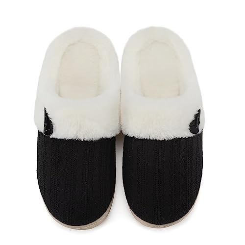 NineCiFun Women's Slip on Fuzzy House Slippers Memory Foam Slippe...