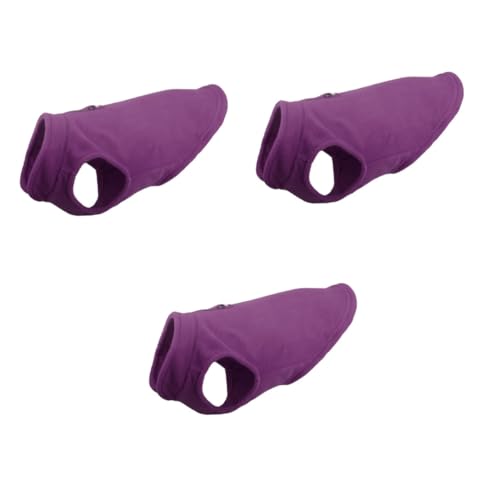 3個 パラメディアノス ペットハーネス 反射ベスト 紫色 フリース素材 犬用 衣類 秋冬用