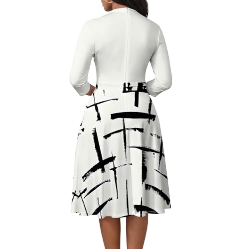 Image of PinkPatty Women's Casual A-line Midi Dresses 3 /4 Sleeve V Neck Fit and Flare Dress with Pockets