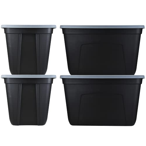 SIMPLYKLEEN 18-Gallon (72-Quart) Reusable Stacking Plastic Storage Containers with Lids, Black/Grey (Pack of 4), Stackable Bins, Nestable Organizer, Plastic Storage Containers SIMPLYKLEEN 18-Gallon (72-Quart) Reusable Stacking Plastic Storage Containers with Lids, Black/Grey (Pack of 4), Stackable Bins, Nestable Organizer, Plastic Storage Containers