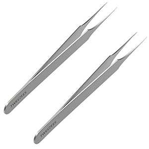 Ingrown Hair Tweezers | Pointed Tip | 2 Pack | Precision Stainless Steel | Extra Sharp and Perfectly Aligned for Ingrown Hair Treatment & Splinter Removal For Men and Women | By Tweezees