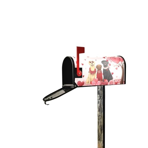 Image of Happy Valentine's Day Dogs Magnetic Mailbox Covers Love Tree Golden Retriever Pink Buffalo Mailbox Cover Over Size Full Magnet Garden Yard Porch Mail Boxes Cover Holiday Decorations 25 inch L x 21 inch W