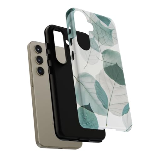 Coque rigide Samsung Galaxy S24 motif feuilles bleues premium - 4