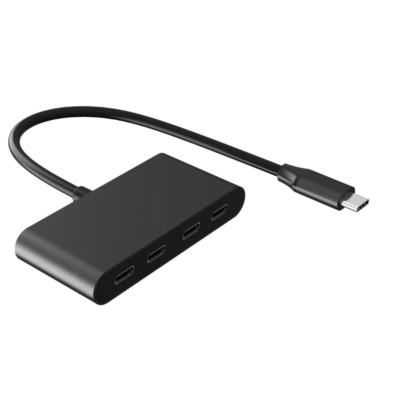 Hub USB C de 5 Gbps, adaptador tipo C de 4 puertos para laptop, tabletas, transferencia de datos solamente