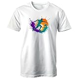 T-shirt de football avec motif Dynamic Soccer sur un t-shirt en coton doux, blanc, Taille S