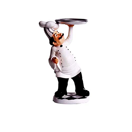 SMANTA French Decorative Chef Figurine Ornaments - 3D Resin Home Decoration with Tray for Gourmet Kitchen Decorations & Collectible Housewarming Gifts