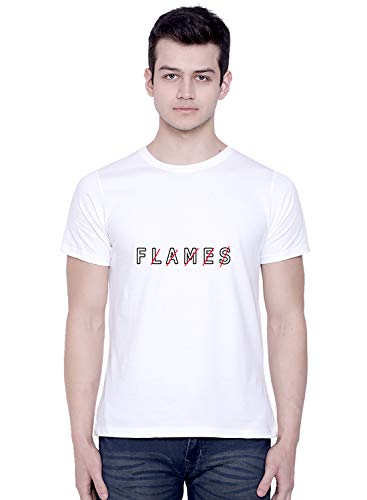Image of CreativiT Graphic Printed T-Shirt for Unisex Flames Tshirt | Casual Half Sleeve Round Neck T-Shirt | 100% Cotton | D00393-15