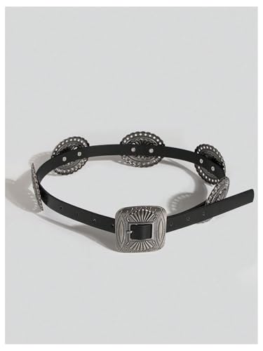 WDIRARA Women's Gothic Punk Waist Belts Metal Western Country Concert Leather Belt2