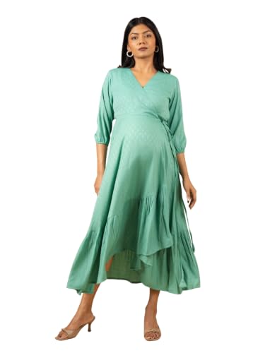 Image of The Mom Store Maternity and Nursing Wrap Dress for New Mom | Pre and Post Pregnancy Wear for Womens | Trendy Stylish Printed Friendly Dresses for Women | Comfortable