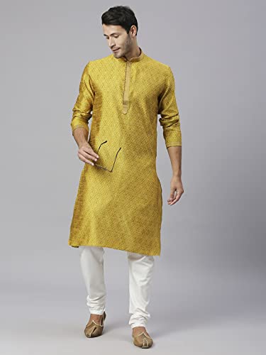 Image of Rajubhai Hargovindas Men's Jacquard Work Kurta Set