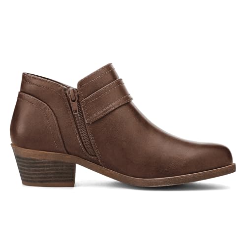 Mysoft Women'S Ankle Boots Low Chunky Stacked Heel Comfortable Round Toe Booties With Side Zipper Shoes thumb #3
