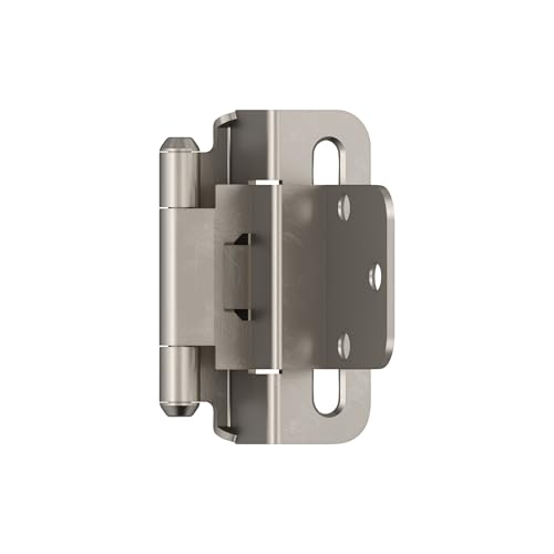 Image of Amerock 1 Pair 3 /8 inch Inset Satin Nickel Self-Closing Wrap Hinge