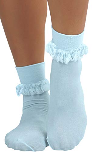 ToBeInStyle Women's Opaque Ankle Hi With Ruffle Trim4