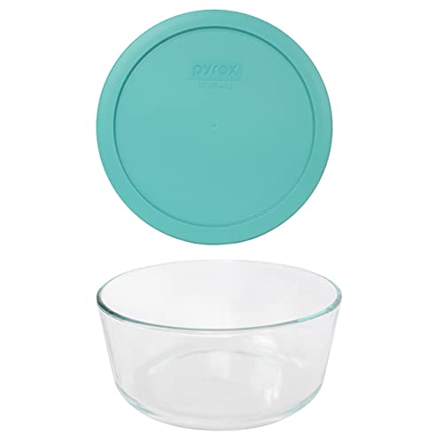 Pyrex 7203 (7-Cup) Glass Bowl with Turquoise Lid - Made in USA