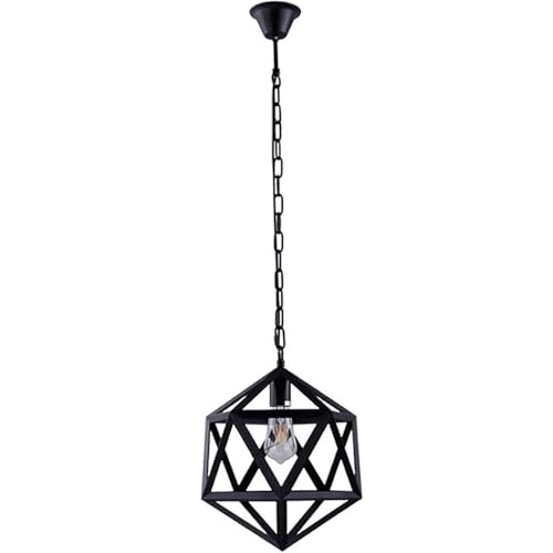 Chandelier suspendu LED E27 cage oiseaux vintage en fer noir 35cm salon