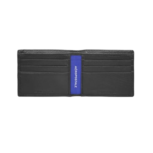 Image of Aeropostale Men's SLIMFOLD Wallet Tucson - Black | Pebbled Leather | Formal & Minimalist Carry | Ideal for Gifting