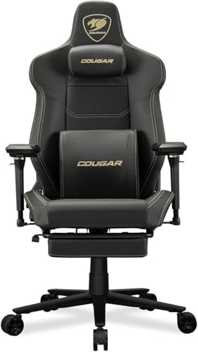 COUGAR Armor EVO S Gold - Silla para Juegos, diseño ergonómico, Piel de PVC, reposabrazos Ajustables, Respaldo reclinable de 160°, Espuma de Alta Densidad, Base de 5 Estrellas, Color