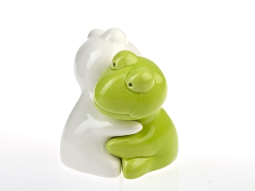 By Bers Grenouille entourée de vert blanc, vache et souris, animaux, en forêt et dans le jardin comme salière et poivrière le plus mignon du monde, comme cadeau