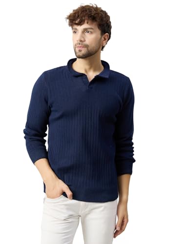 Image of Kvetoo Full Sleeve Winter Wear Woolen Collar Polo Sweater for Men