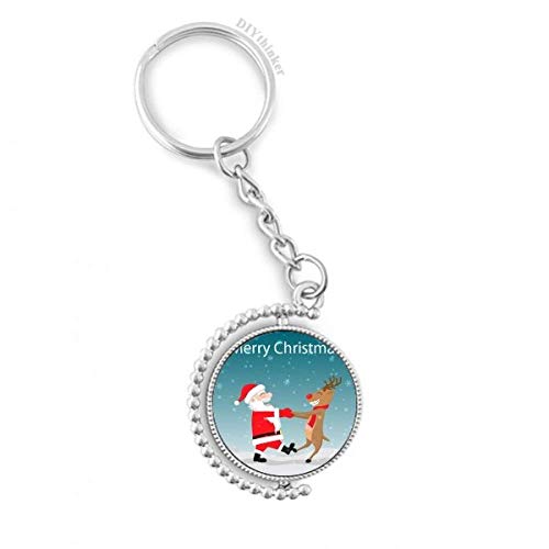 Llavero de Santa Claus y alce rotativo, el detalle navideño perfecto