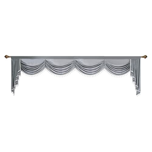 Luxury Valances For Living Room With Beads Crystals Grey Waterfall Swag Waterfull Valance Bedroom Dining Room Curtains Tulle Kitchen Large Window Vertical Blinds Door Rod Pocket 1 Panel(98In, Grey) #TOP2
