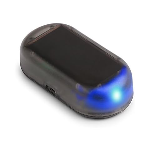 Onerbuy Solar Power Simulated Car Alarm LED Light Anti-theft Warning Lights Flashing Security Lamp (Blue) Cover