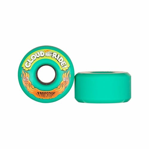 Cloud Ride Freestyle Longboard Wheels - 63mm 80A for Smooth Sliding, Freestyle...