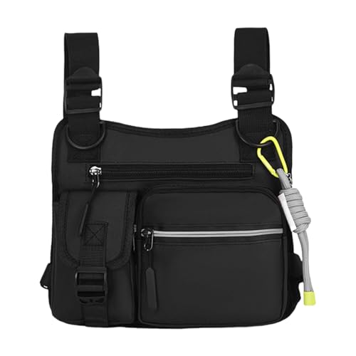 Chest Holster, ajustable multifunción Chest Bag, 9,84 x 9,06 x 1,57 pulgadas, desgaste resistente chaleco con diseño de corte 3D para hiking, moto Riding, Hunting and Workouts, Negro , Se référer au