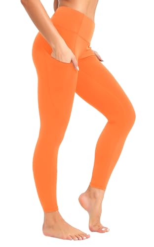 SP3LOPS Yoga Pants with Pockets for Women High Waisted Tummy Control Womens Buttery Soft Yoga Workout Leggings Running Pants Orange