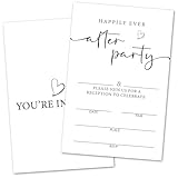 Happily Ever After Party Invitations, Minimalist Wedding Reception Invitation for Newlyweds Bride Groom, Engagement Bridal Shower Party Favor Supplies, 25 Wedding Invitations With Envelopes -03