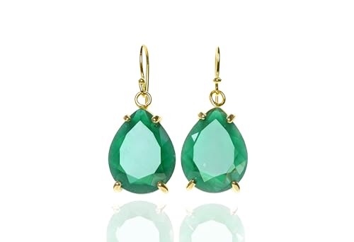 Boucles d'oreilles en pierre verte et onyx de créateur
