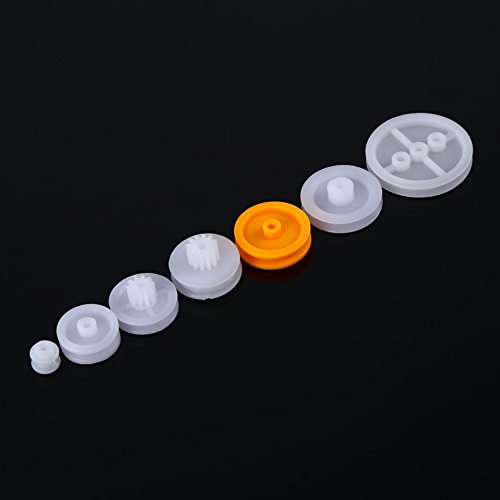 7pcs Plastic Pulleys Set, Gear Spare Parts Toy Cars Robots DIY, Made of Plastic, Great Model Making Accessories, With Center Shaft 1.95mm, For Pulleys of Different