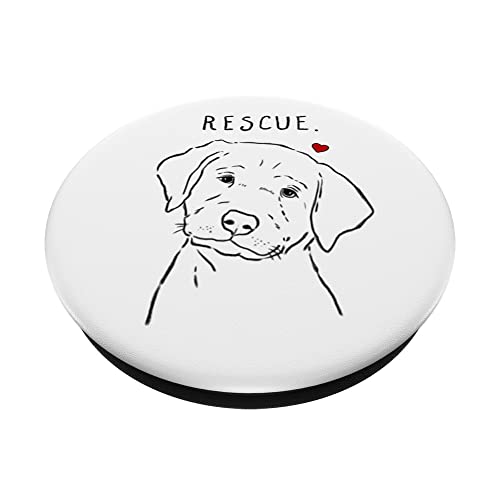 Rescue Lab, Rescue Dog, Labrador Drawing, Puppy PopSockets Swappable PopGrip, Black - Image 2