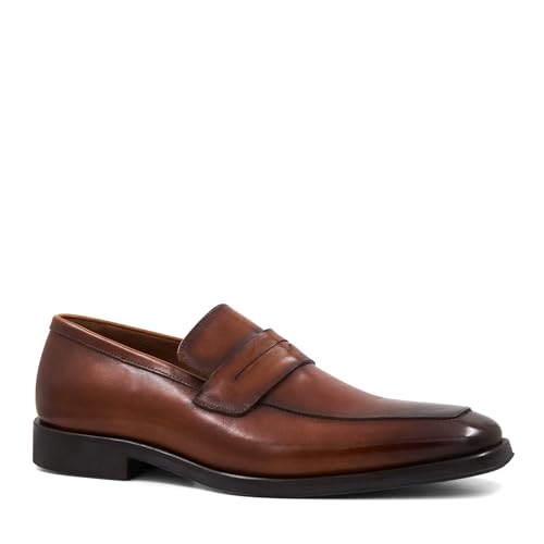 Image of Bruno Magli - Men's Raging Penny Loafer, Italian Leather Shoes (Cognac Burnished, 15 W)