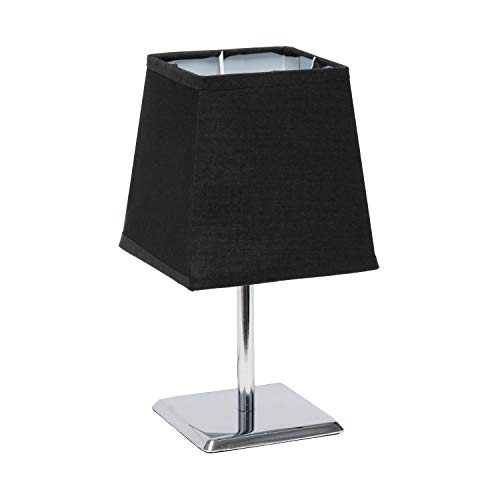 Simple Designs LT2062-BLK Mini Chrome Squared Empire Fabric Shade Table Lamp, Black #1