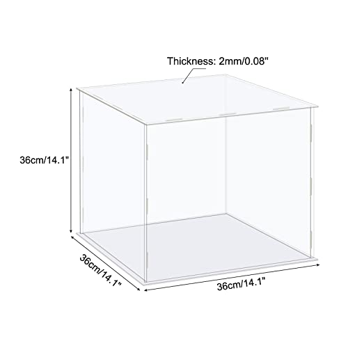 MECCANIXITY Acrylic Display Case Box Clear Dustproof Protection Showcase 14.1x14.1x14.1 Inch for Collectibles Display