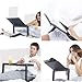 Songmics Laptop Desk Table with USB Fan Bamboo Wood Breakfast Serving Bed Tray Adjustable Tilting Top Drawer ULLD003